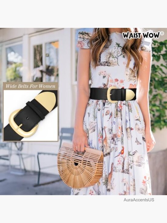 Women Wide Elastic Waist Belt for Dresses Thick Stretchy Belt Trendy main image 3